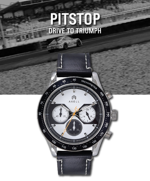 Pitstop Luxury Watch Reverse Panda Steel Strap Racing Timepiece ...