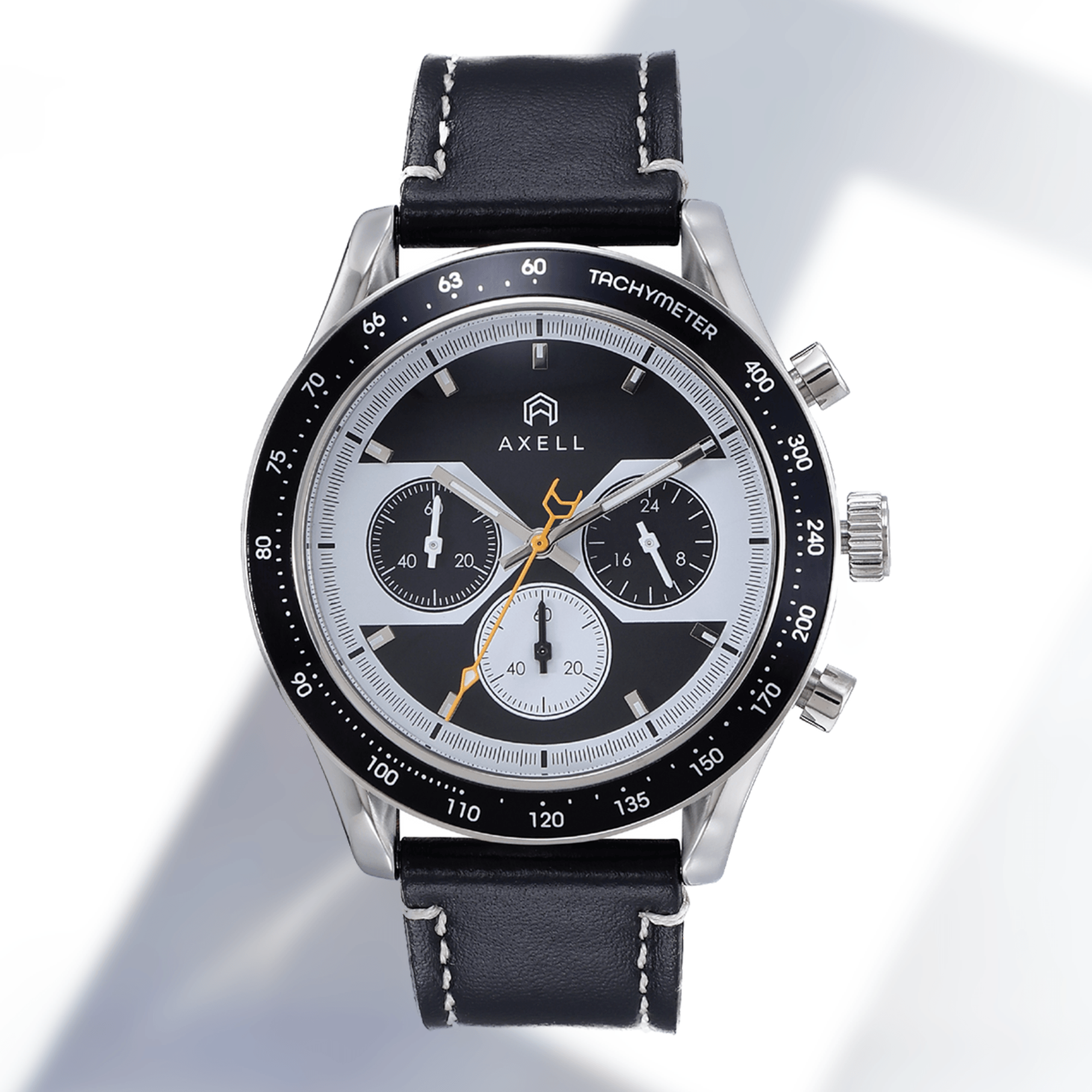 Pitstop Reverse Panda Leather Strap Chronograph Watch Luxury Racing ...