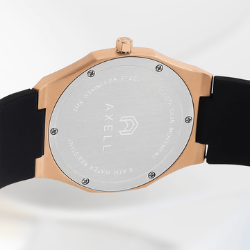 Vanguard Rosegold Black Rubber Strap