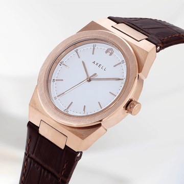 Vanguard Rosegold Tan Leather Strap