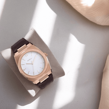 Vanguard Rosegold Tan Leather Strap